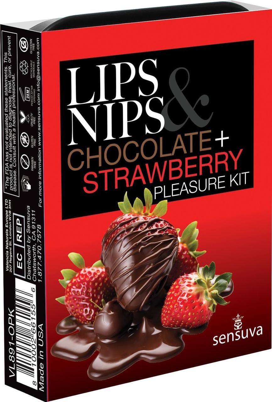 Подарунковий набір Sensuva Lips & Nips Pleasure Kit — Chocolate Strawberry 2 x 4г Bomba💣, фото 1
