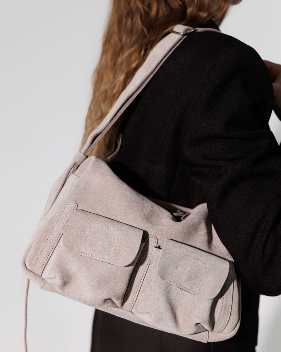 Жіноча шкіряна сумка «Отем» бежева 5108512