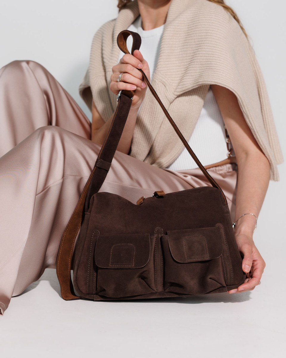 Жіноча шкіряна сумка «Отем» шоколадна 5108513