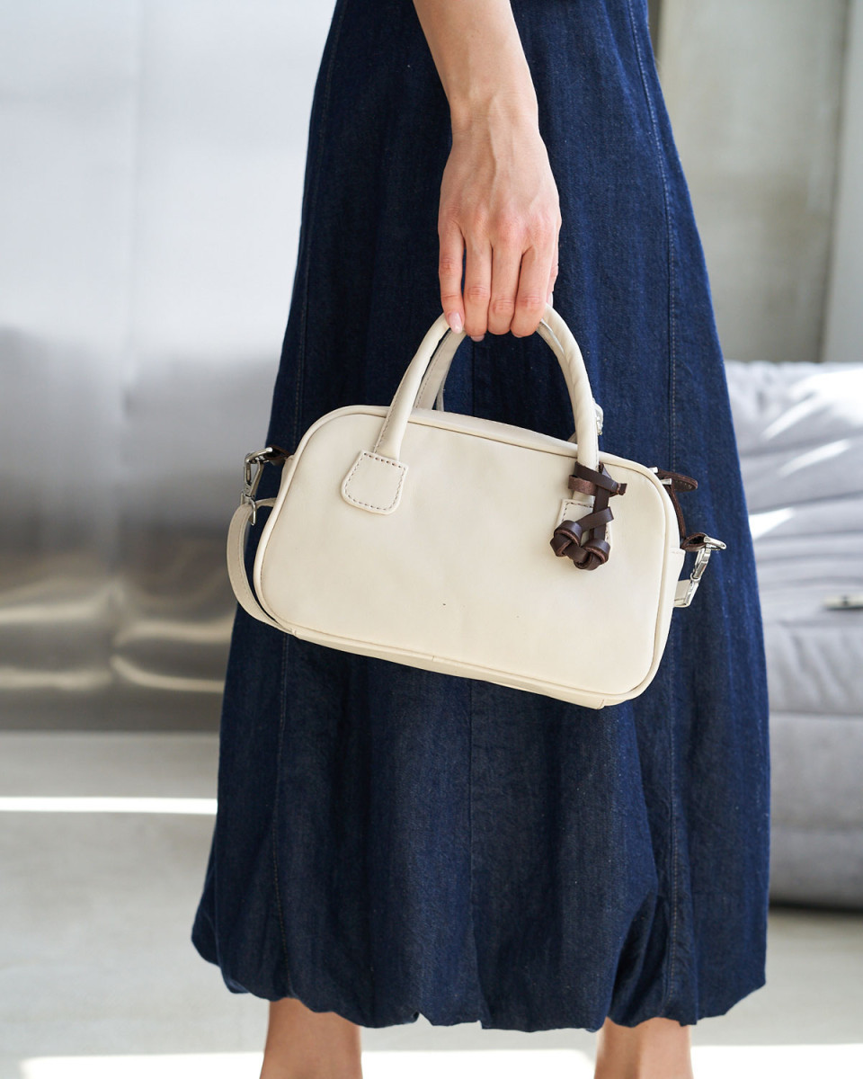 Шкіряна жіноча сумка «Камерон» молочна 5082889