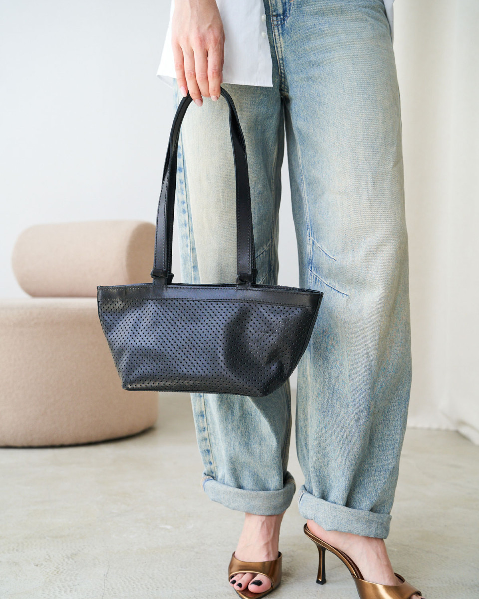 Шкіряна жіноча сумка «Алисия» чорна 5082898