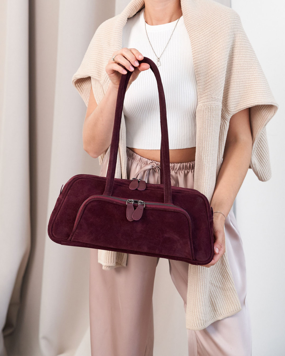 Замшева жіноча сумка «Alexa» бордова 5114809