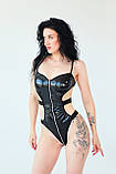 Лаковий боді з чорним повідцем Sexy desires Subordination розмір M Кайф, фото 6