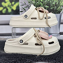 Крокси жіночі на платформі кремові з кавовим Progress 4458-4, фото 2