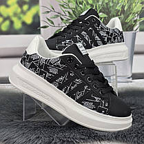 Кросівки жіночі Wei Wei чорні з білим принтом еко-шкіра 4797, фото 3