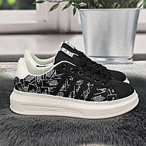 Кросівки жіночі Wei Wei чорні з білим принтом еко-шкіра 4797, фото 4