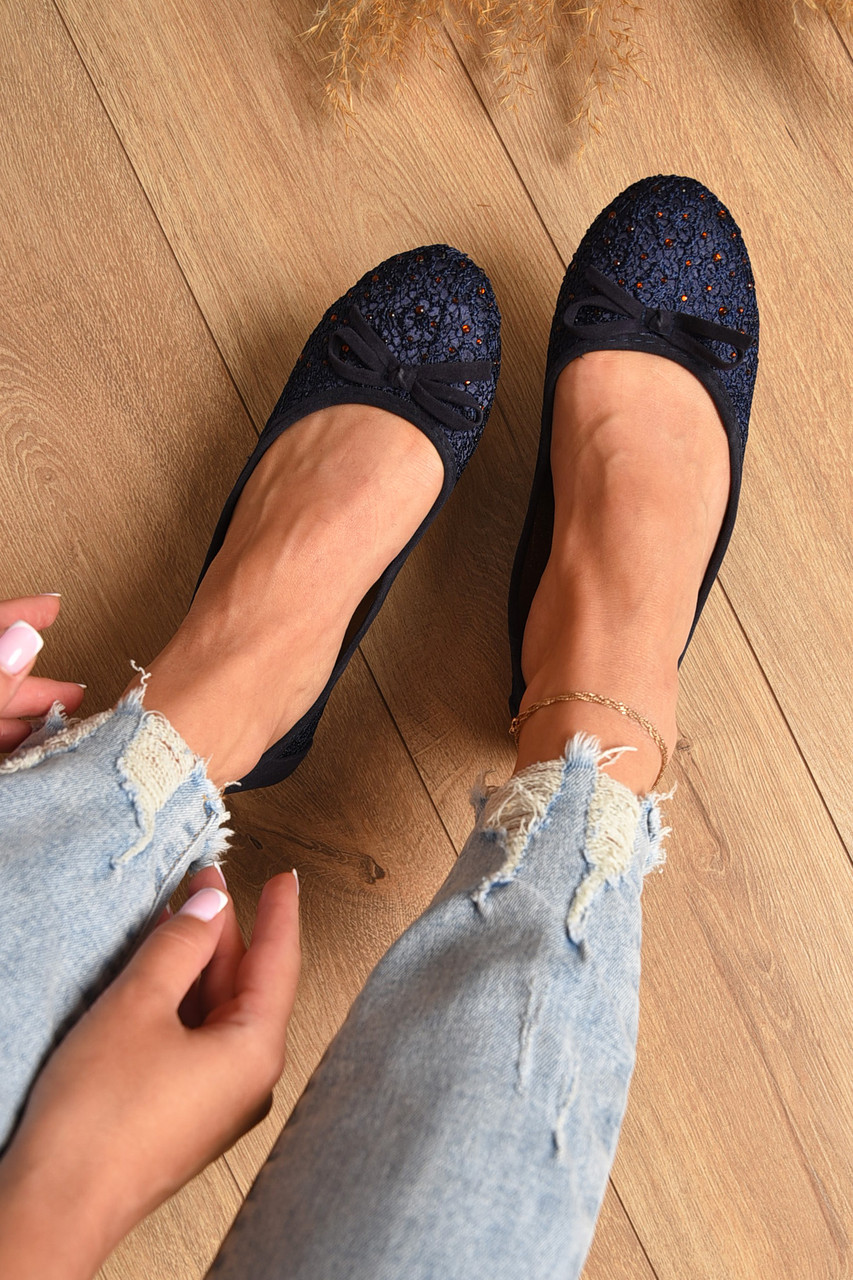 Балетки жіночі темно-синього кольору 181436T Безкоштовна доставка, фото 1