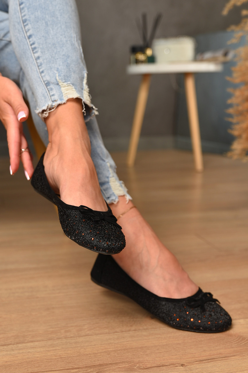 Балетки жіночі чорного кольору 181437T Безкоштовна доставка, фото 1