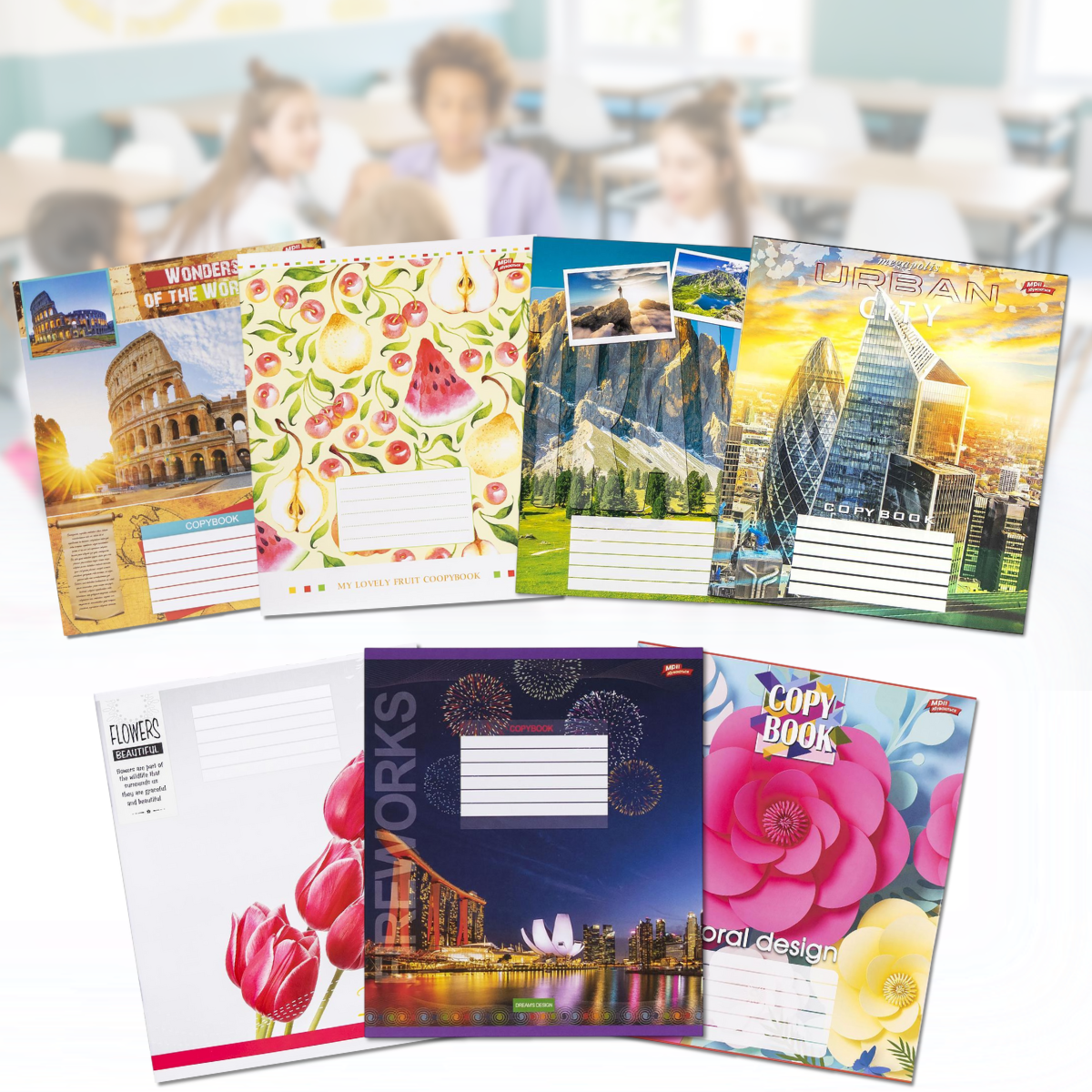 Зошит на 24 аркуші з кольоровою обкладинкою в лінію "Мрії" "mix" Упаковка 16 шт., фото 1