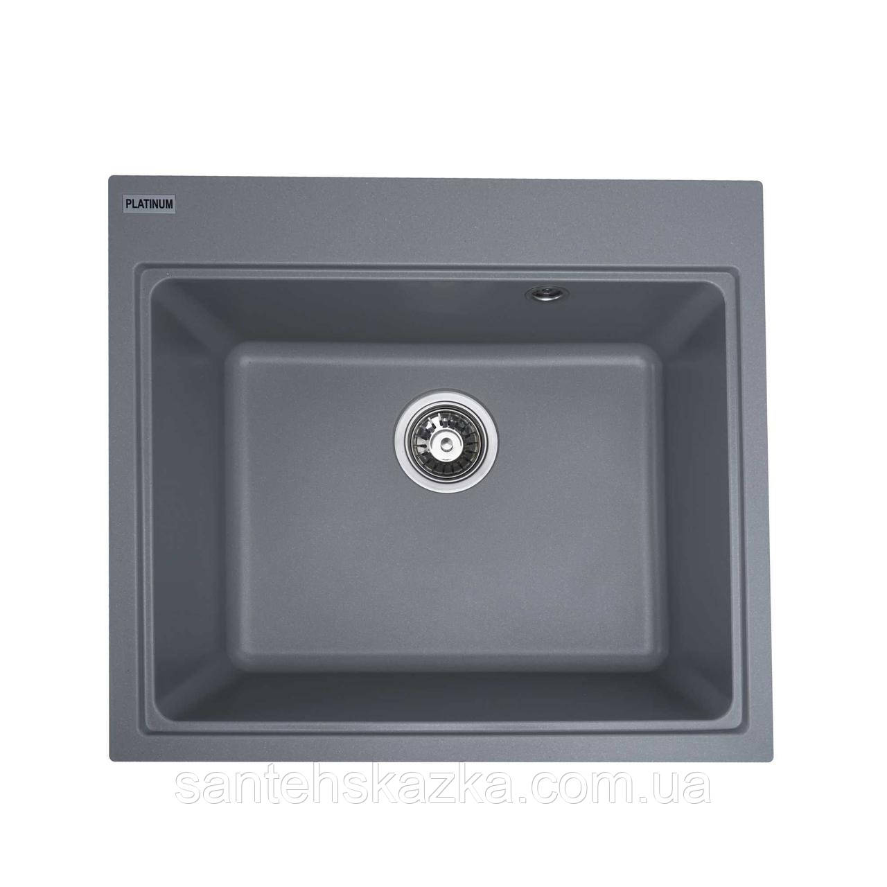 Гранітна мийка для кухні Platinum 5852 VESTA матова Сірий металік, фото 1
