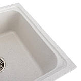 Гранітна мийка для кухні Platinum 7950 Equatoria матова Біла в крапку, фото 4