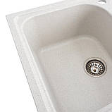 Гранітна мийка для кухні Platinum 7950 Equatoria матова Біла в крапку, фото 5