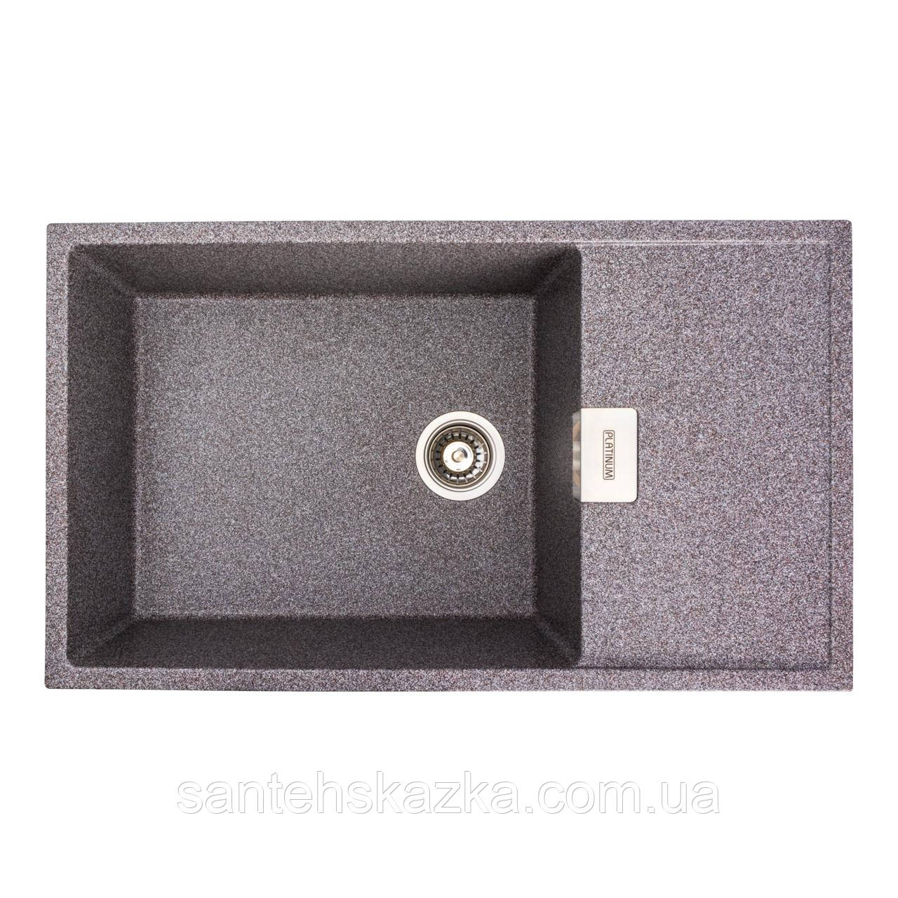 Гранітна мийка для кухні Platinum 8650 DIAMOND матова (мікс), фото 1