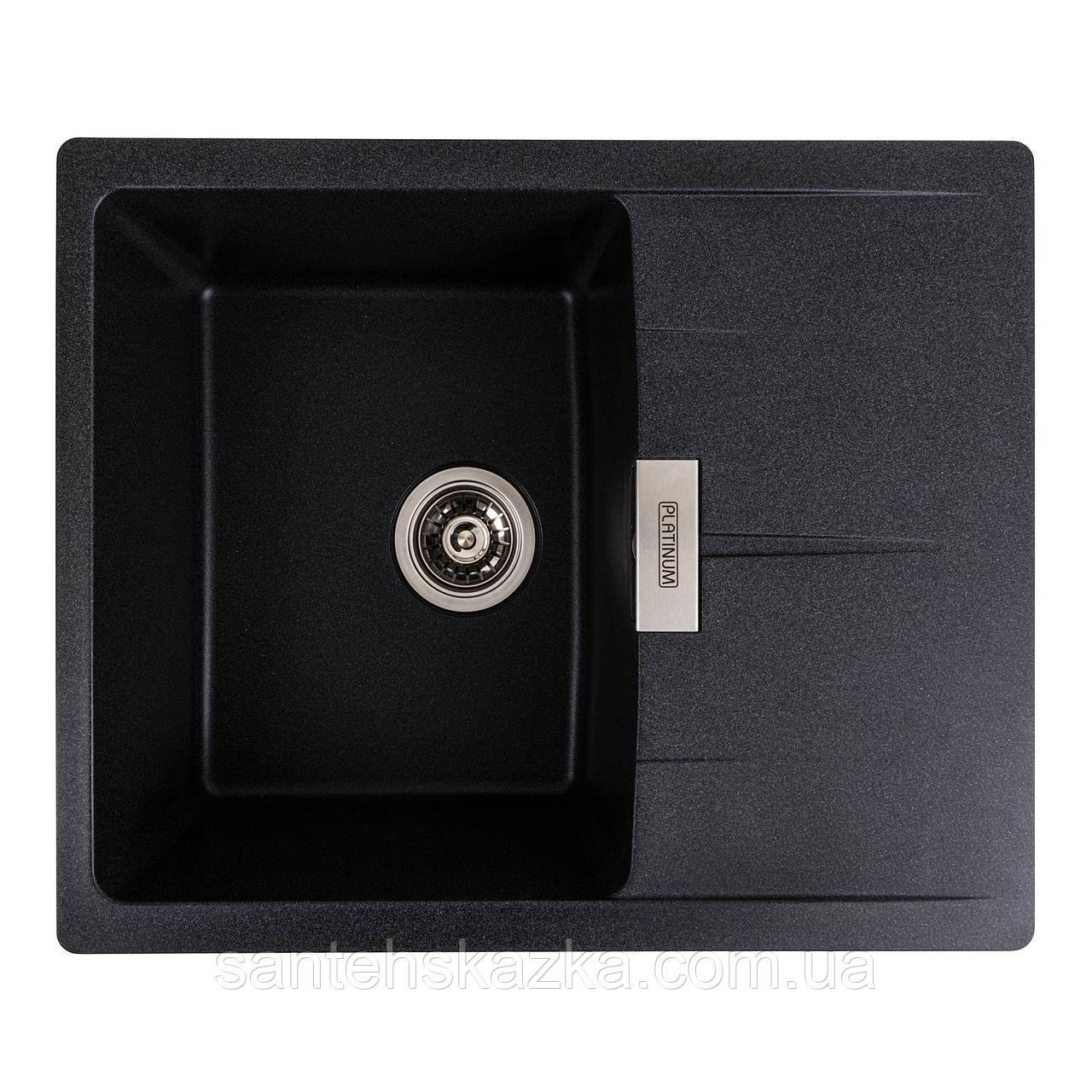 Гранітна мийка для кухні Platinum 6250 ZIRKONE матовий Карбон, фото 1