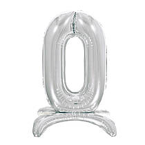 Фольгована кулька цифра на підставці "0" срібло 32" Pelican
