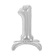 Фольгована кулька цифра  на підставці "1" срібло 32" Pelican