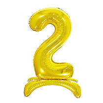 Фольгована кулька цифра  на підставці "2" золото 32" Pelican