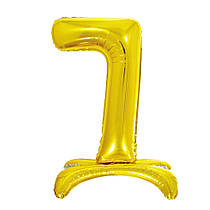 Фольгована кулька цифра на підставці "7" золото 32" Pelican