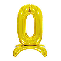 Фольгована кулька цифра на підставці "0" золото 32" Pelican