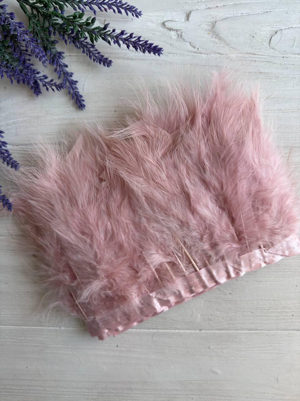 Пір'яна тасьма з лебедя 2 метри, пудра, фото 1
