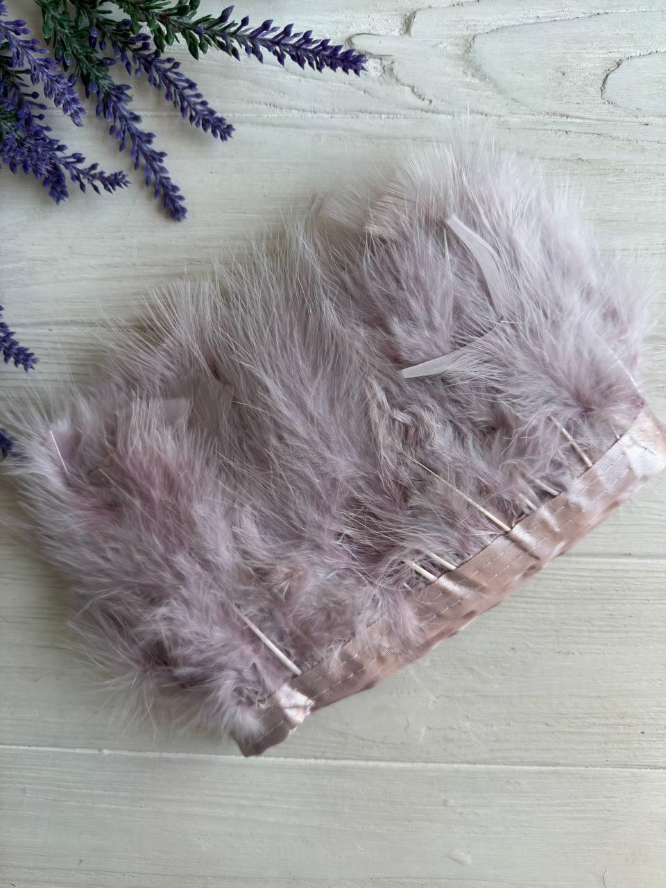 Пір'яна тасьма з лебедя 2 метри, запорошена троянда, фото 1