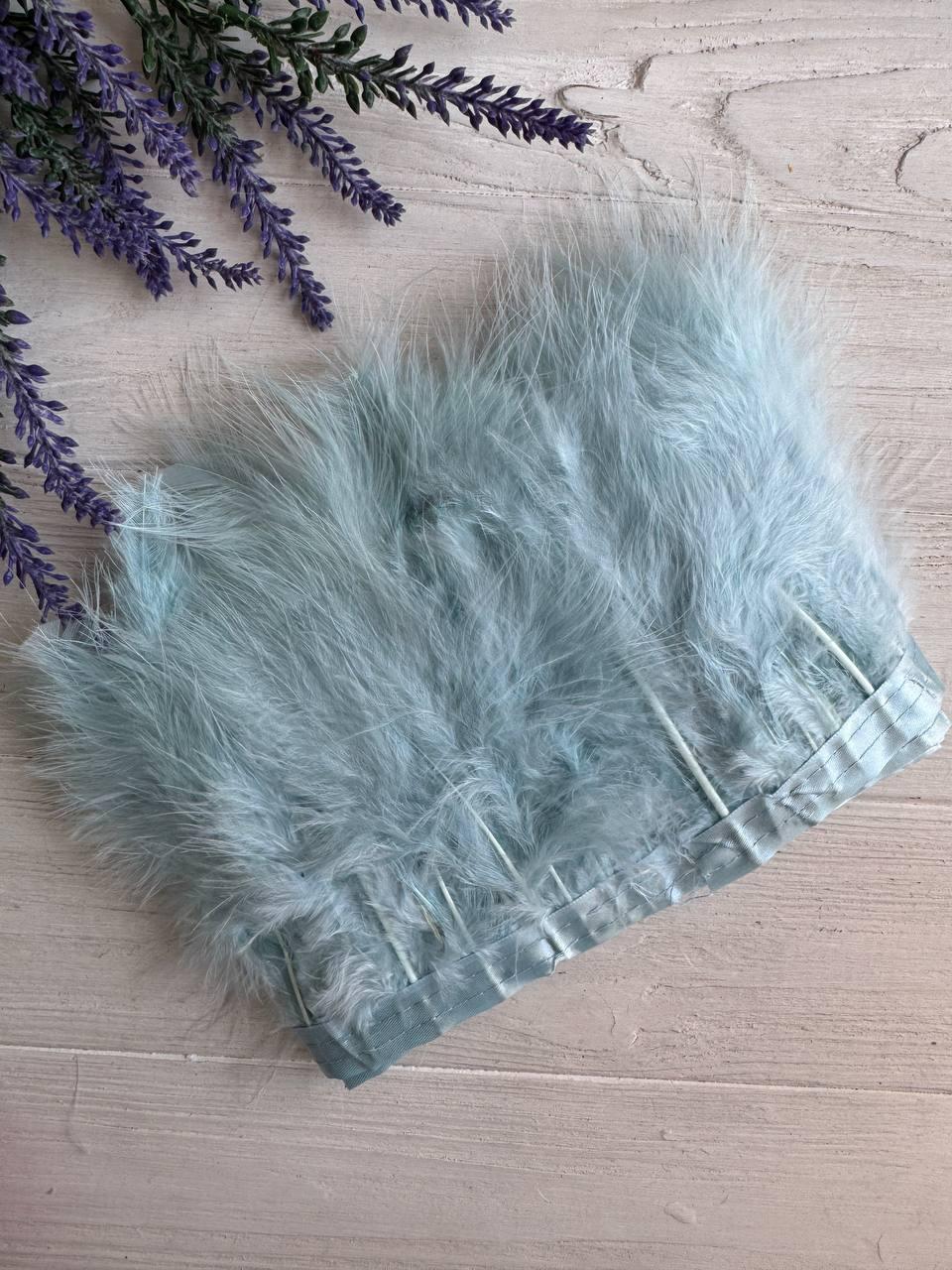 Пір'яна тасьма з лебедя 2 метри, голуба, фото 1