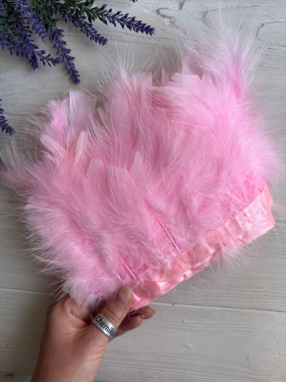 Пір'яна тасьма з лебедя 2 метри, рожева, фото 1