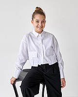 Біла укорочена сорочка для дівчинки км Bosskids розмір 128 см