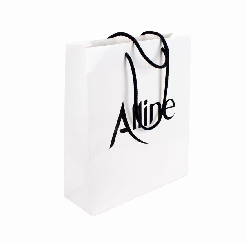 Пакет матовий білий ламінований 16х22х6 см З білим або чорним шнурком/стрічкою З вашим логотипом, фото 1