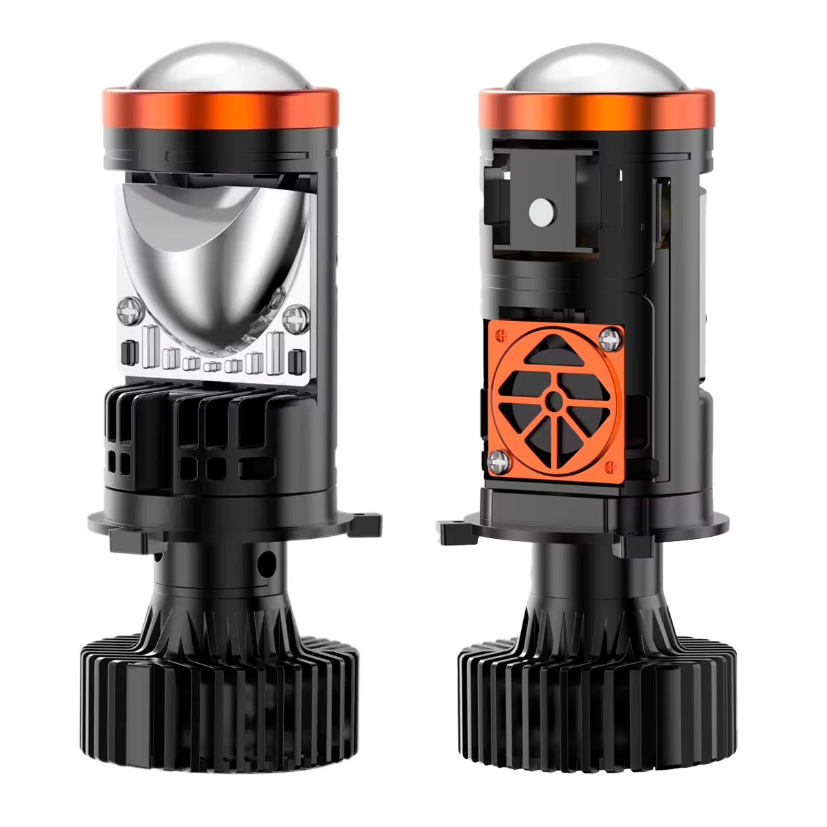 Бі ЛЕД міні лінзи H4 Terra Y5 PRO, 100W. Магнітне відсікання. Ідеальний світло тіньовий кордон, фото 1