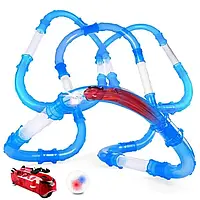 Перегоновий трек Трубопровідна перегонка з підсвіткою Chariots Speed Pipes 37 деталей Дитячий перегоновий треК