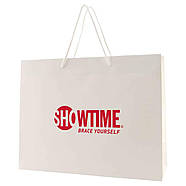 Пакет місткий з білим шнурком і лого розміром 40×30×12 см Крейдований ламінований матовий папір, фото 3