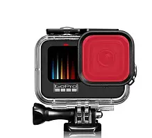 Захисний корпус чохол аквабокс для екшн камери GoPro Hero 9 Black водонепроникний + червоний фільтр FR54-R