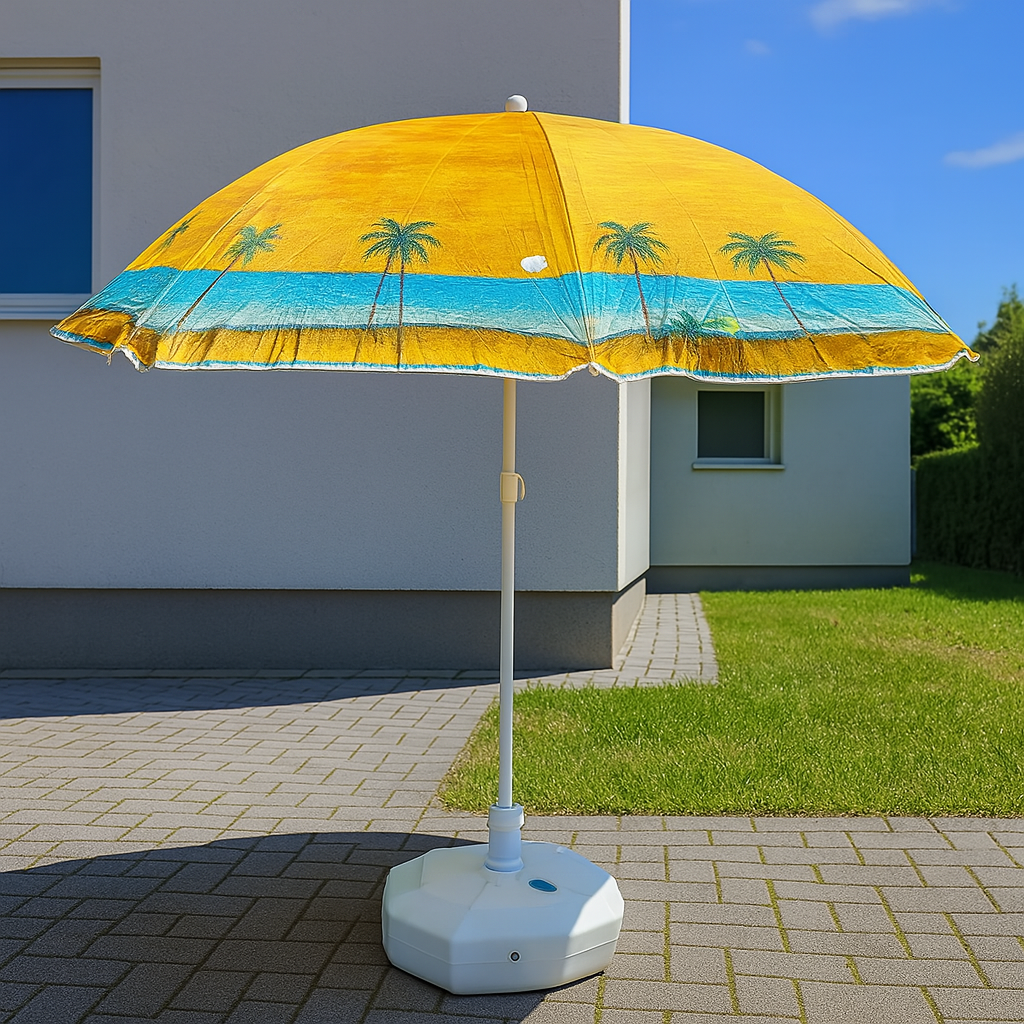 Пляжна парасоля 170 см з нахилом і регулюванням висоти, 8 спиць, у чохлі