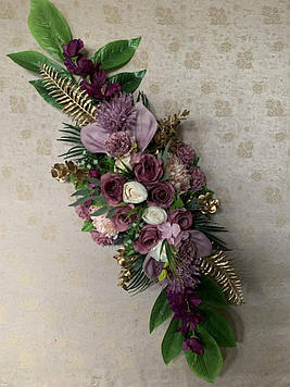 Композиція похоронна зі штучних квітів на гроб 120 см Х 40 см