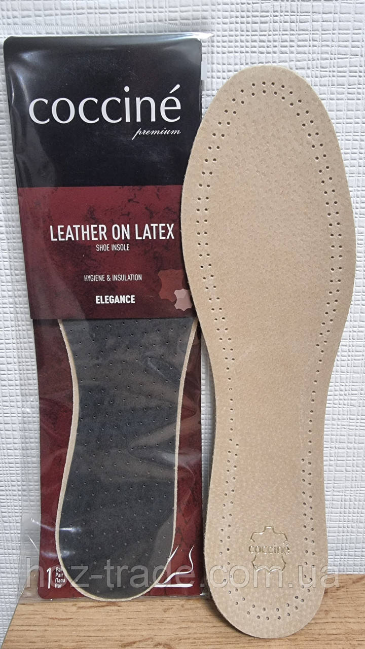 Устілки шкіряні світлі Coccine Leather On Latex 36-46рр