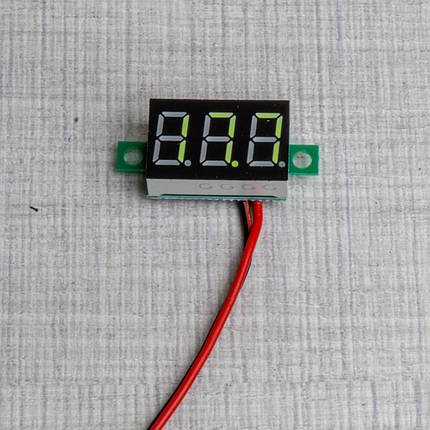 Вольтметр постійного струму LED 0,36" 4,5 - 30.0 В захист від переполюсування зелений, фото 1