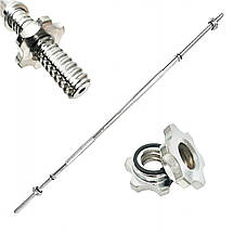 Гриф для штанги прямий металевий гриф хромований Newt 1800 мм 25 мм вага 8 кг навантаження 120 кг, фото 3