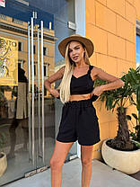 Легкий літній жіночий костюм майка та шорти креп жатка Dmod5555, фото 4