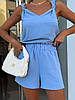 Легкий літній жіночий костюм майка та шорти креп жатка Dmod5555, фото 6