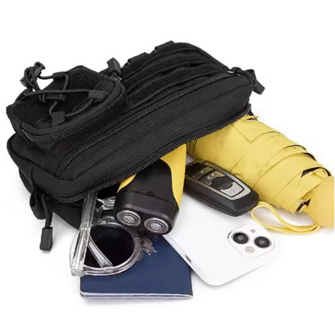 Чоловіча поясна нагрудна сумка SHORTCUT чорна бананка, фото 1