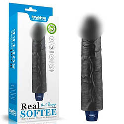Вібратор REAL SOFTEE Rechargeable Vibrating Dildo (Black) 9.5 18+
