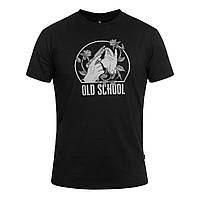 Футболка T-Shirt Helikon Old School -Black,тактична чорна футболка з високоякісної бавовни з принтом