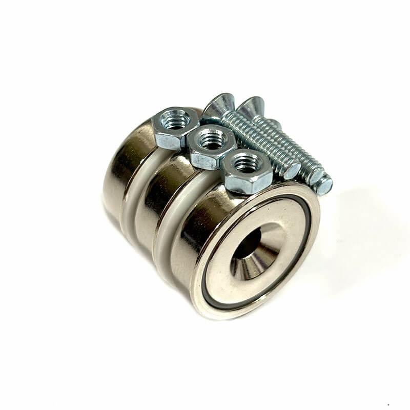 Комплект неодімових магнітів А20 для камери (Ø20 мм, 3 магніти + болти М4 + гайки М4), фото 1