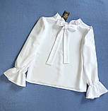 Дитяча нарядна біла блузка на дівчинку підлітка для школи., фото 2