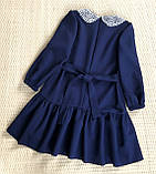 Шкільна святкова синя сукня для дівчинки підлітка з білим комірцем., фото 2