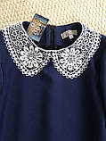 Шкільна святкова синя сукня для дівчинки підлітка з білим комірцем., фото 3