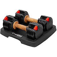 Набір регульованих гантелей із підставкою inSPORTline IRONER 15 (2×2–6,6 кг) для фітнесу та домашніх тренувань