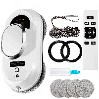 Аккумуляторный робот для мойки окон + 4 насадки, с пультом, 80Вт / Робот пылесос для окон / Робот мойщик окон