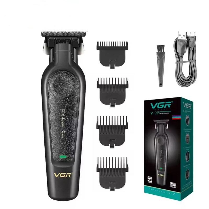 Машинка для стрижки VGR V-995 Pro акумуляторна 7000 RPM з USB зарядкою та 4 насадками Чорний, фото 1